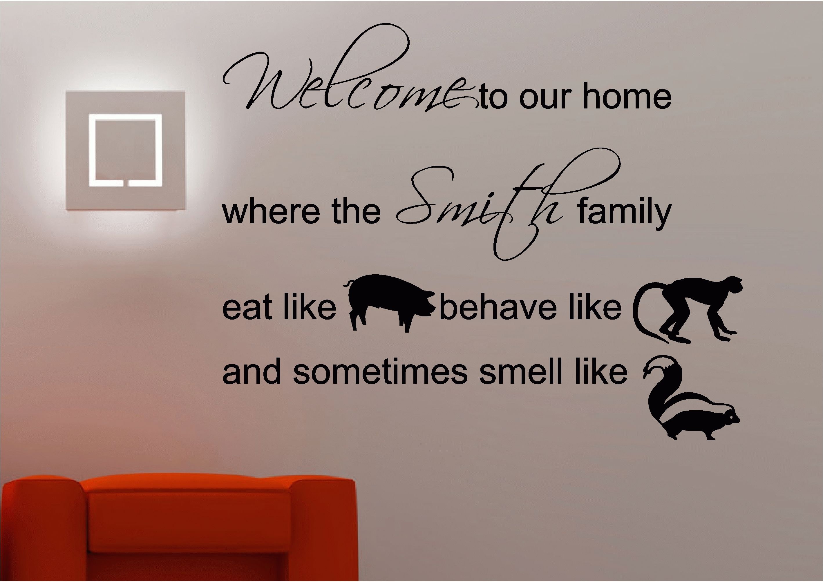 Personalised Family Welcome Wall Art Sticker Lounge Kitchen Quote In Family Wall Art (View 6 of 20)
