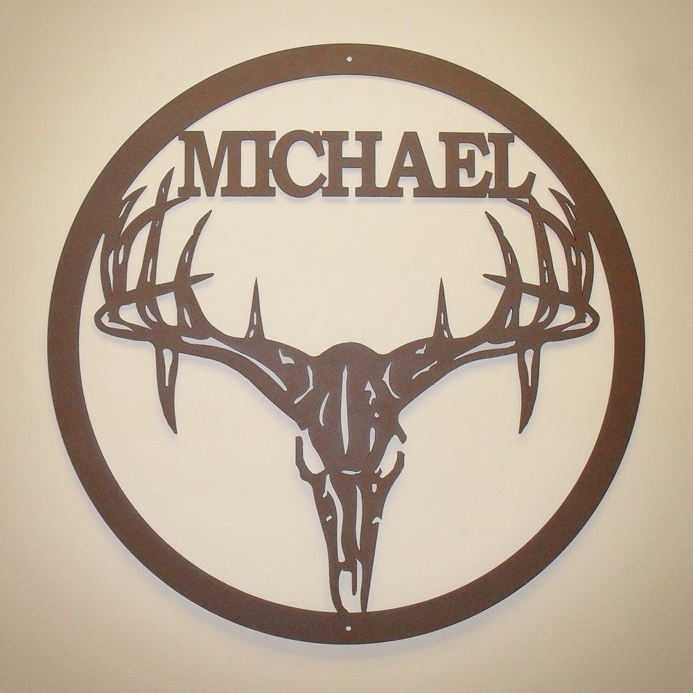 Personalized Deer Skull Metal Wall Art Custom Metal Signs – Super Text For Personalized Metal Wall Art (View 9 of 20)