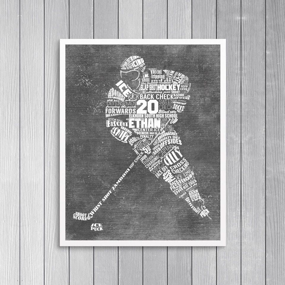 Personalized Hockey Gift  Hockey Coach Gift – Hockey Wall Art With Regard To Hockey Wall Art (Photo 10 of 20)