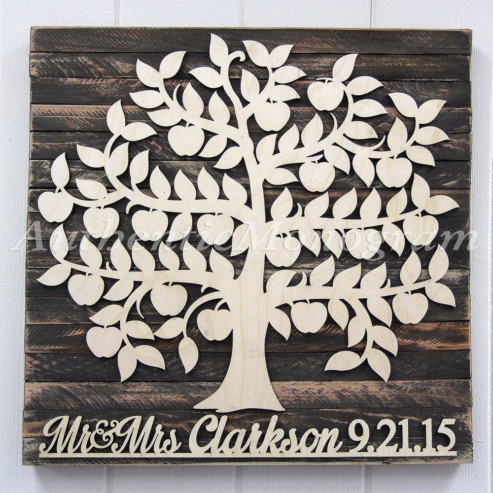 Personalized Wedding Guest Book Wooden Sign For 100 Guest – Bridal Throughout Personalized Wood Wall Art (Photo 4 of 20)