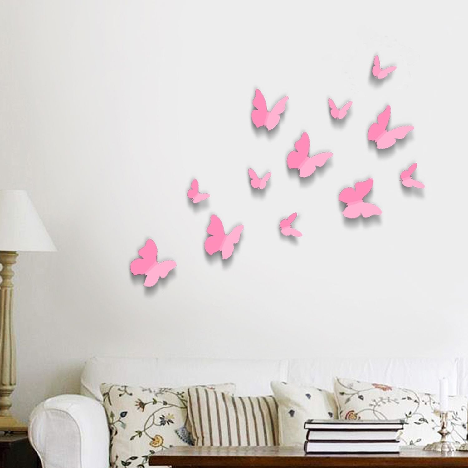 Pink 3d Butterflies Wall Art Stickers In Butterfly Wall Art (View 6 of 20)