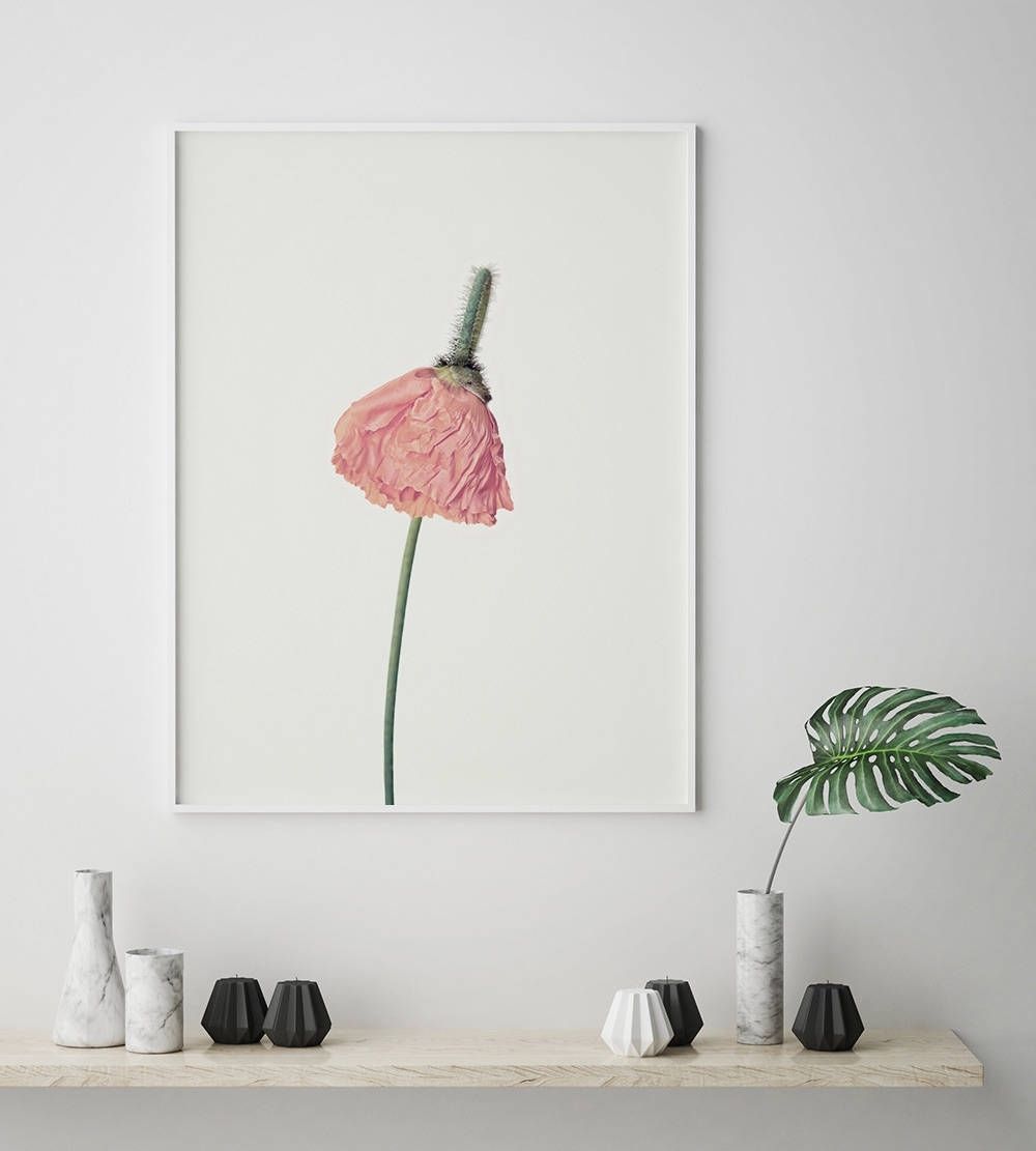 Pink Flower Print, Flower Wall Art, Scandinavian Print, Minimalist For Flower Wall Art (Photo 20 of 20)