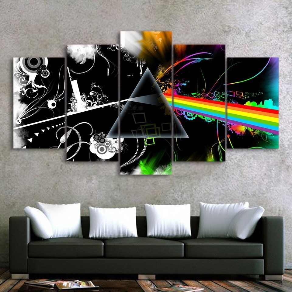 Pink Floyd Music Band Canvas Hd Wall Decor 5pc Framed Oil Painting Pertaining To Pink Floyd The Wall Art (View 8 of 20)