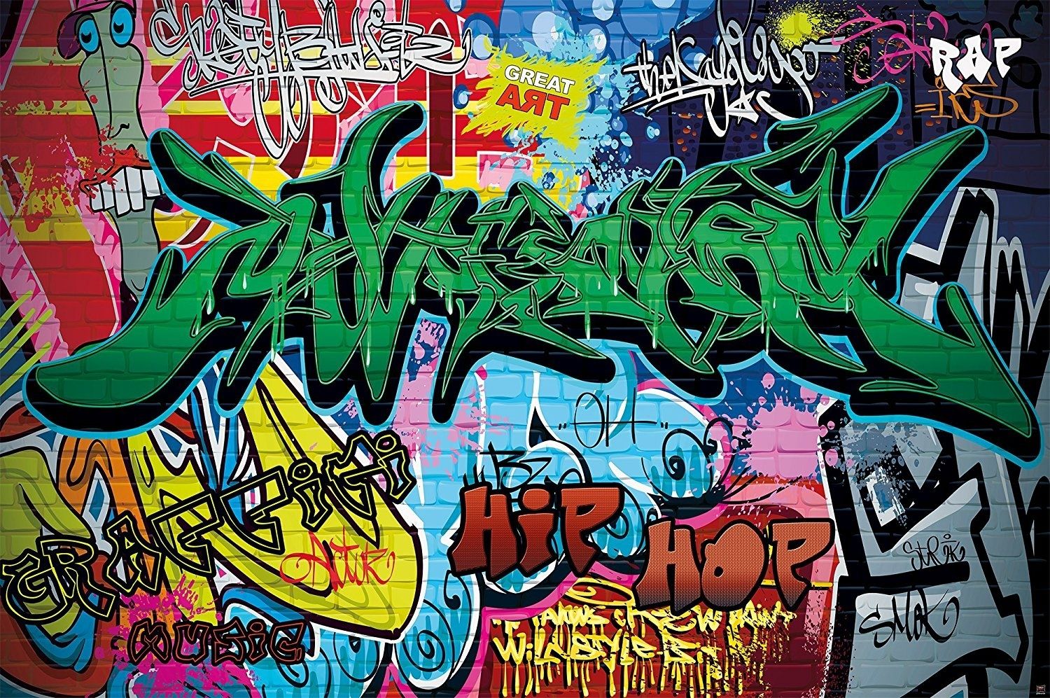 Poster Graffiti Wall Decoration Colourful Signs Writing Pop Art Wall Inside Hip Hop Wall Art (View 19 of 20)
