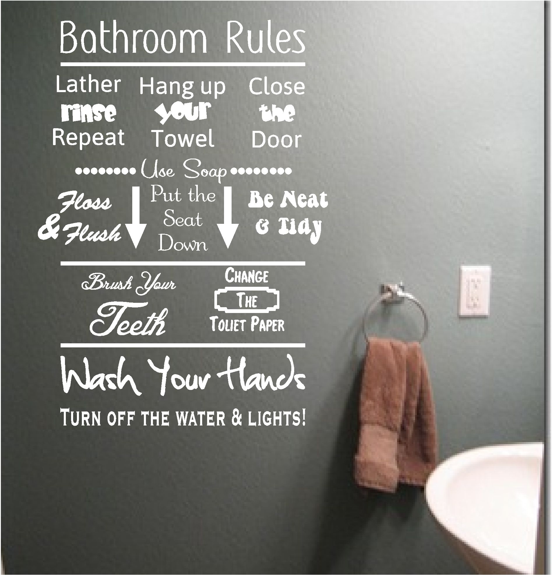 Product Image Great Bathroom Rules Wall Art – Home Design And Wall Pertaining To Bathroom Rules Wall Art (View 8 of 20)