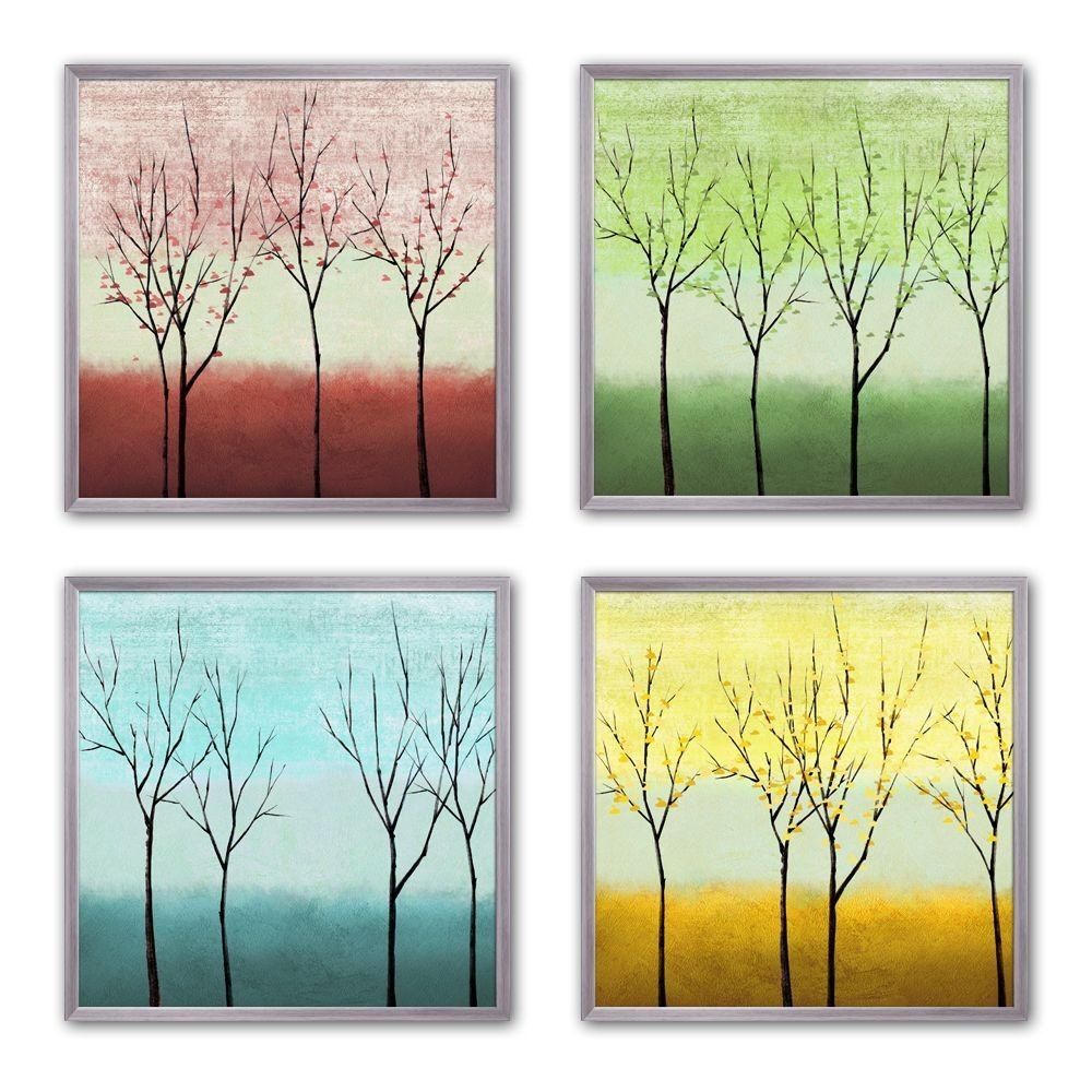 Ptm Images 10 In. X 10 In. "sparse Trees" Framed Wall Art (set Of 4 Pertaining To Wall Art Sets (Photo 19 of 20)