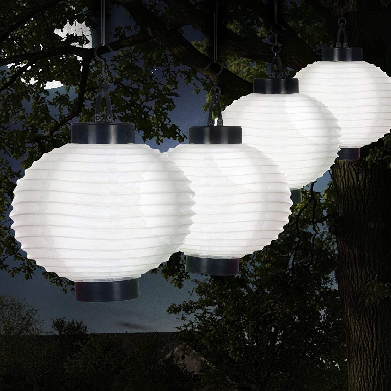 Pure Garden 50 19 W Outdoor Solar Chinese Led Lanterns, White Within Outdoor Paper Lanterns For Patio (View 10 of 20)
