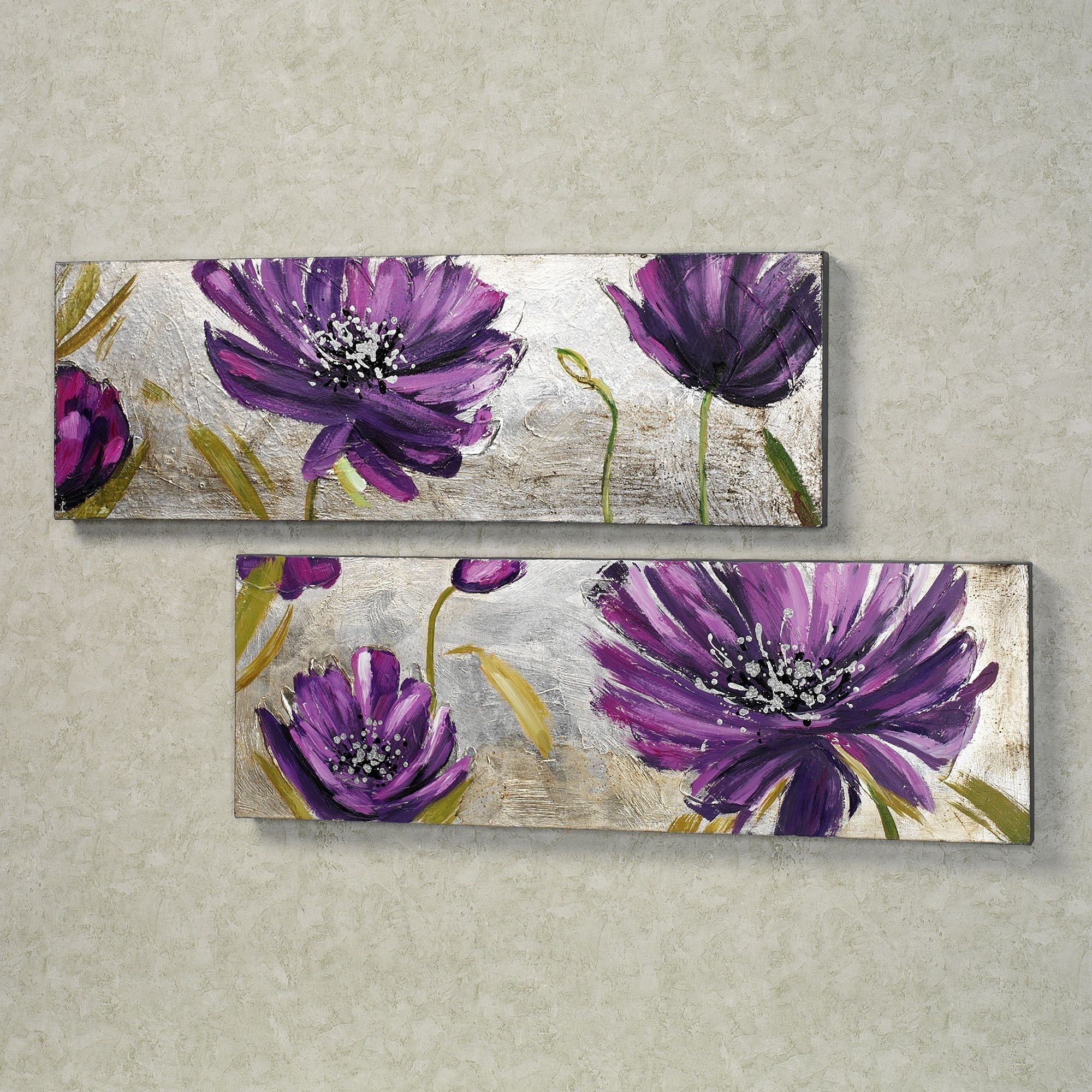 Purple Allure Floral Canvas Wall Art Set | Fun For Mommy | Pinterest Throughout Purple And Grey Wall Art (Photo 7 of 20)