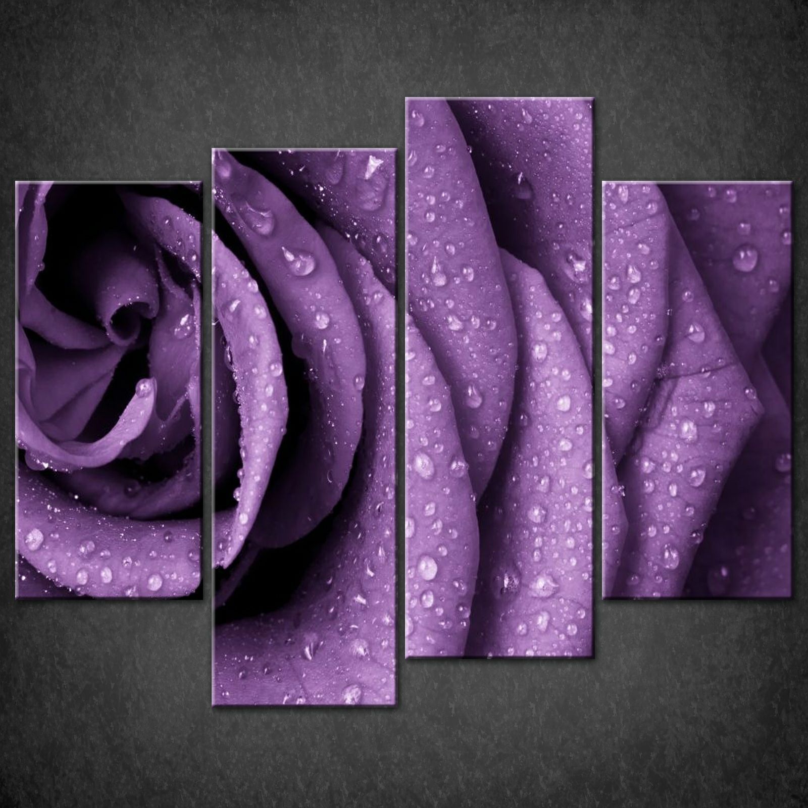 Purple Wall Art Canvas Purple Rose Picture Split Prints Larger Sizes For Purple Wall Art (Photo 7 of 20)