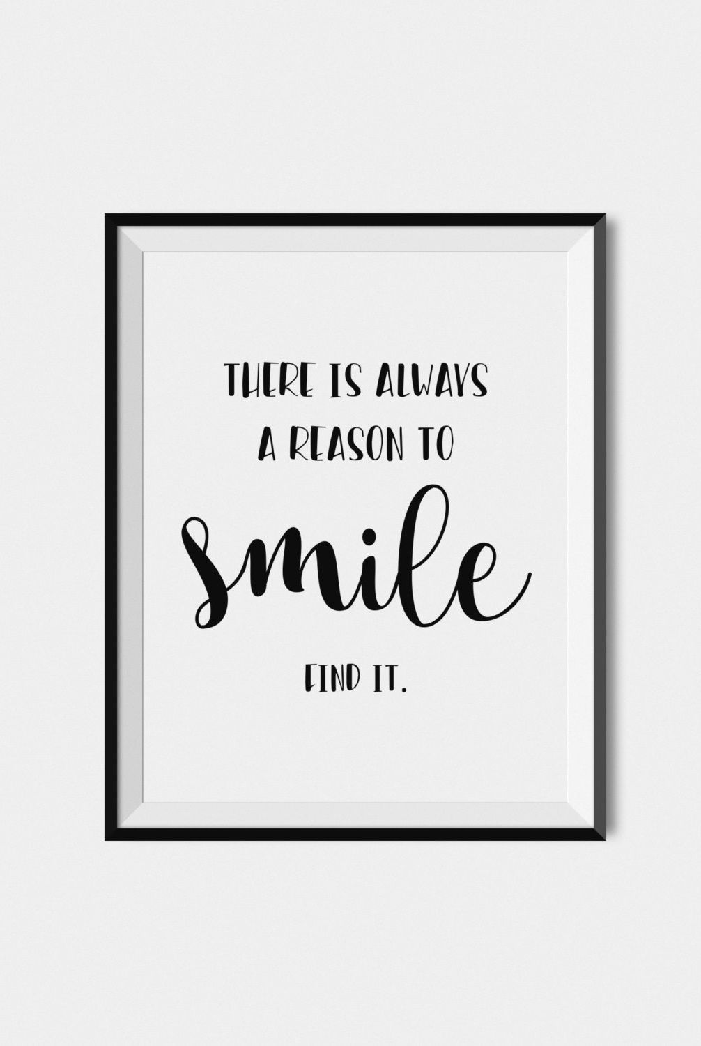 Quote Print Smile, Digital Download Art, Printable Wall Art, Black Throughout Quote Wall Art (Photo 1 of 20)