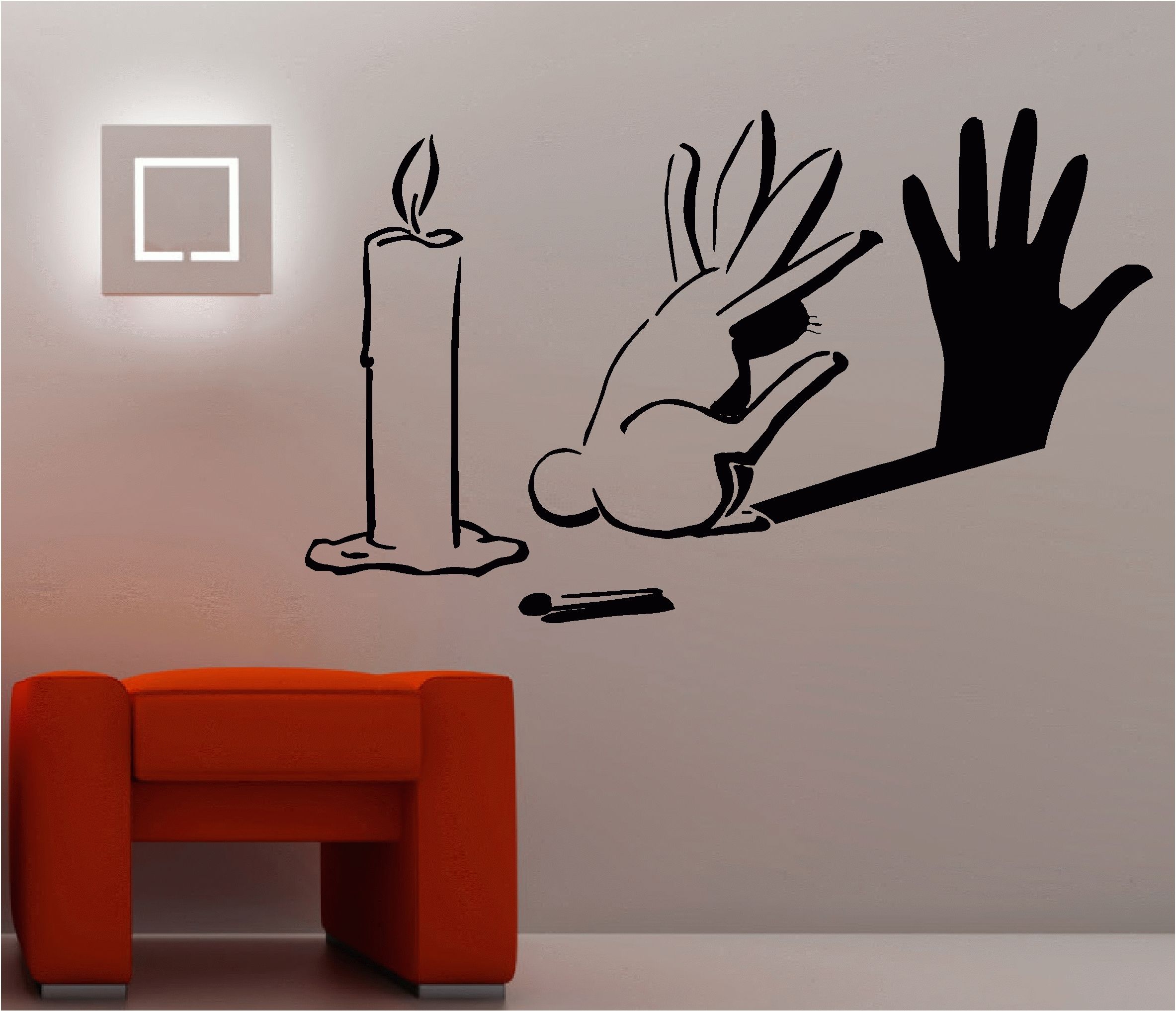 Rabbit Shadow Graffiti Wall Art Sticker Lounge Bedroom Kitchen In Wall Art For Bedroom (View 4 of 20)