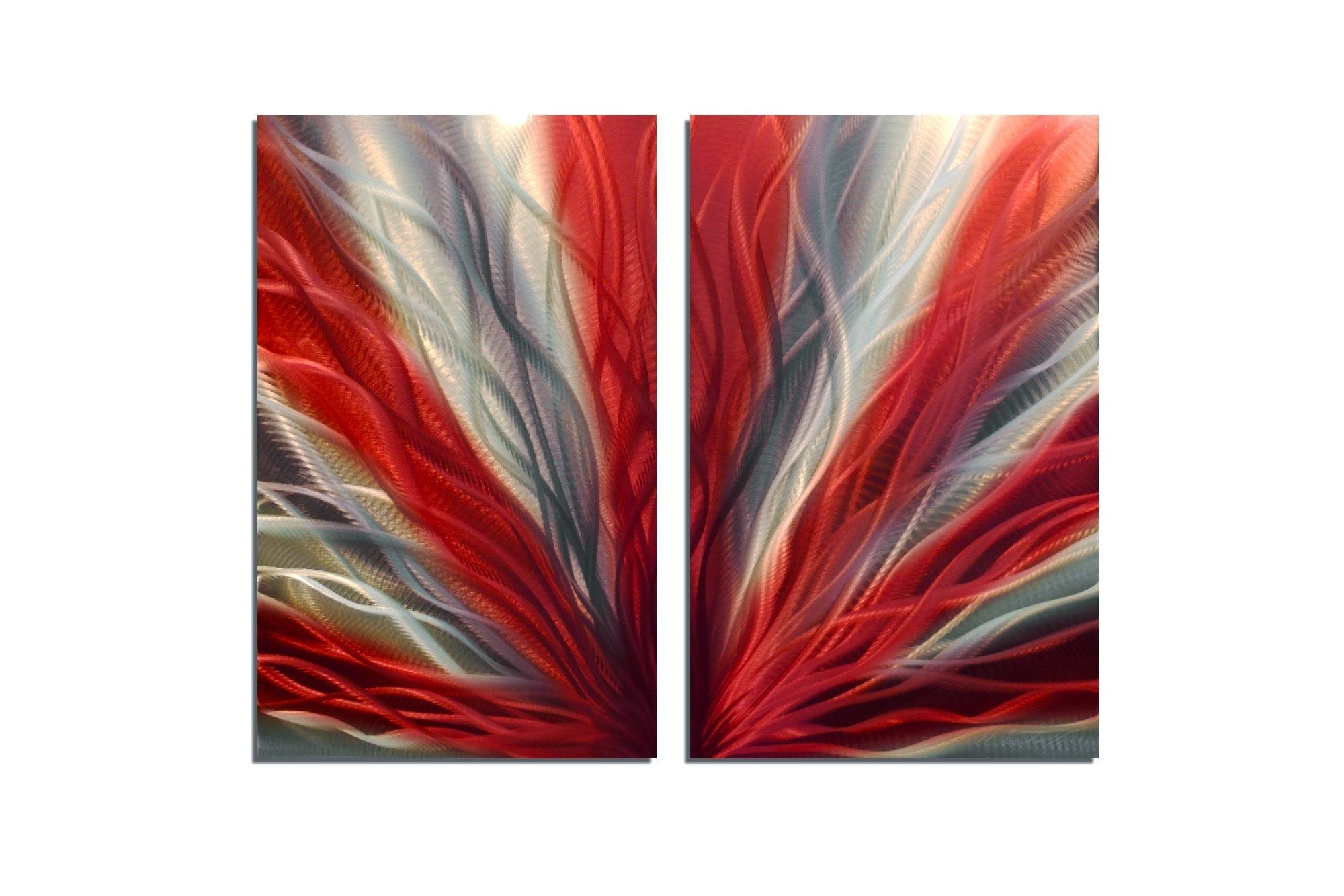 Radiance Red 31 – Metal Wall Art Abstract Sculpture Modern Decor Intended For Red Wall Art (View 3 of 20)