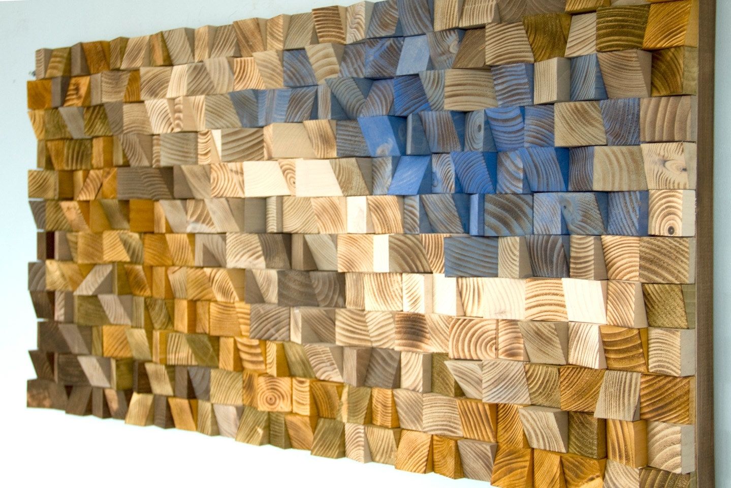 Reclaimed Wood Wall Art, Wood Mosaic, Geometric Art, Wood Wall Art Pertaining To Wood Art Wall (Photo 14 of 20)