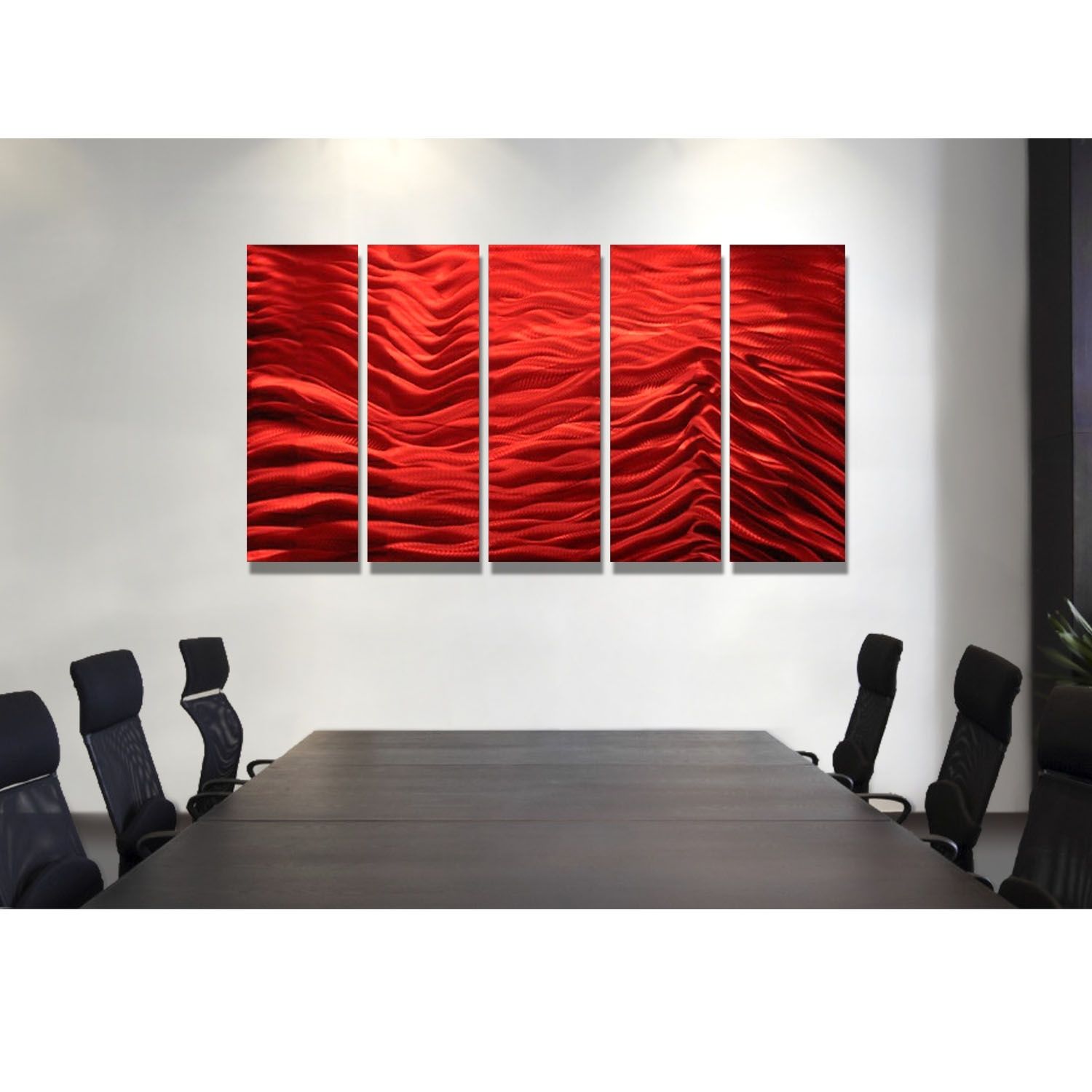 Red Inertia – Red Metal Wall Art – 5 Panel Wall Décorjon Allen Pertaining To Red Wall Art (Photo 6 of 20)