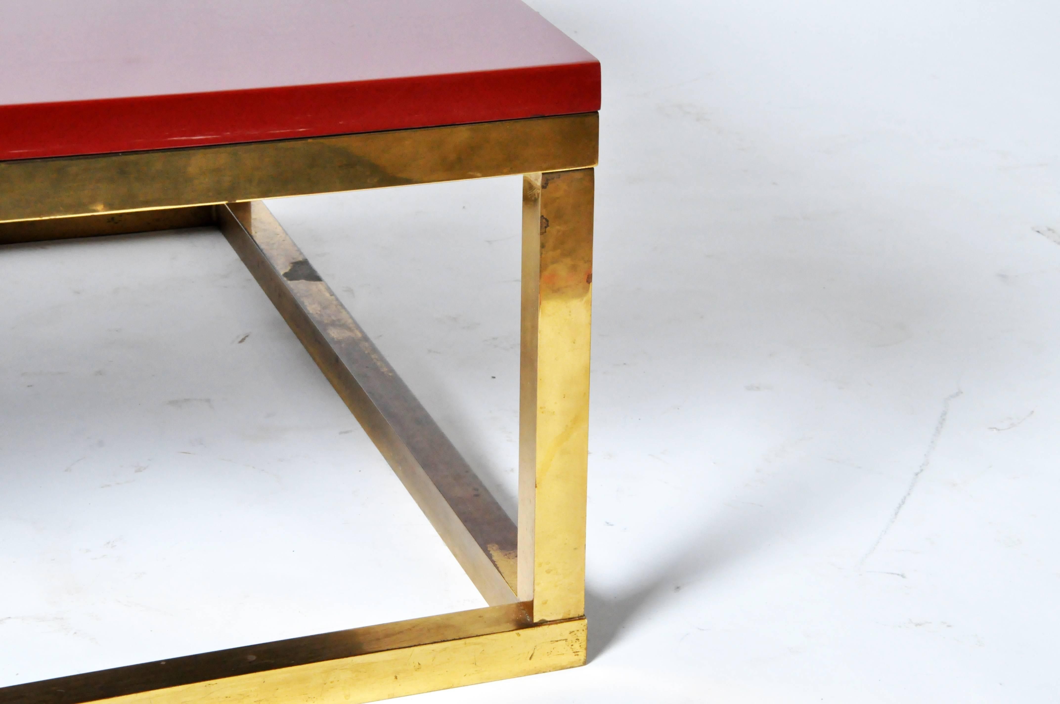 Red Lacquer And Brass Cube Low Tables In The Style Of Kai Throughout Brass Iron Cube Tables (View 14 of 30)