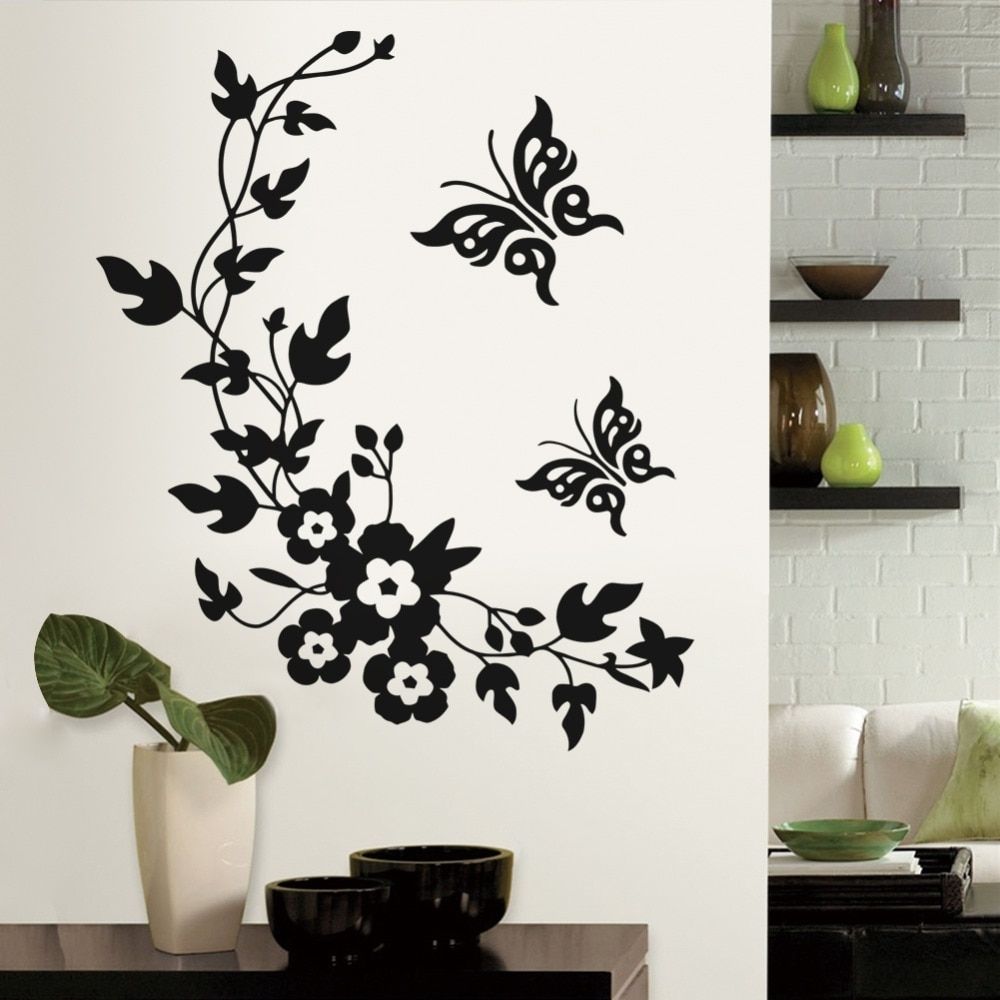 Removable Vinyl 3d Wall Sticker Mural Decal Art Flowers And Vine Pertaining To Wall Sticker Art (View 2 of 20)