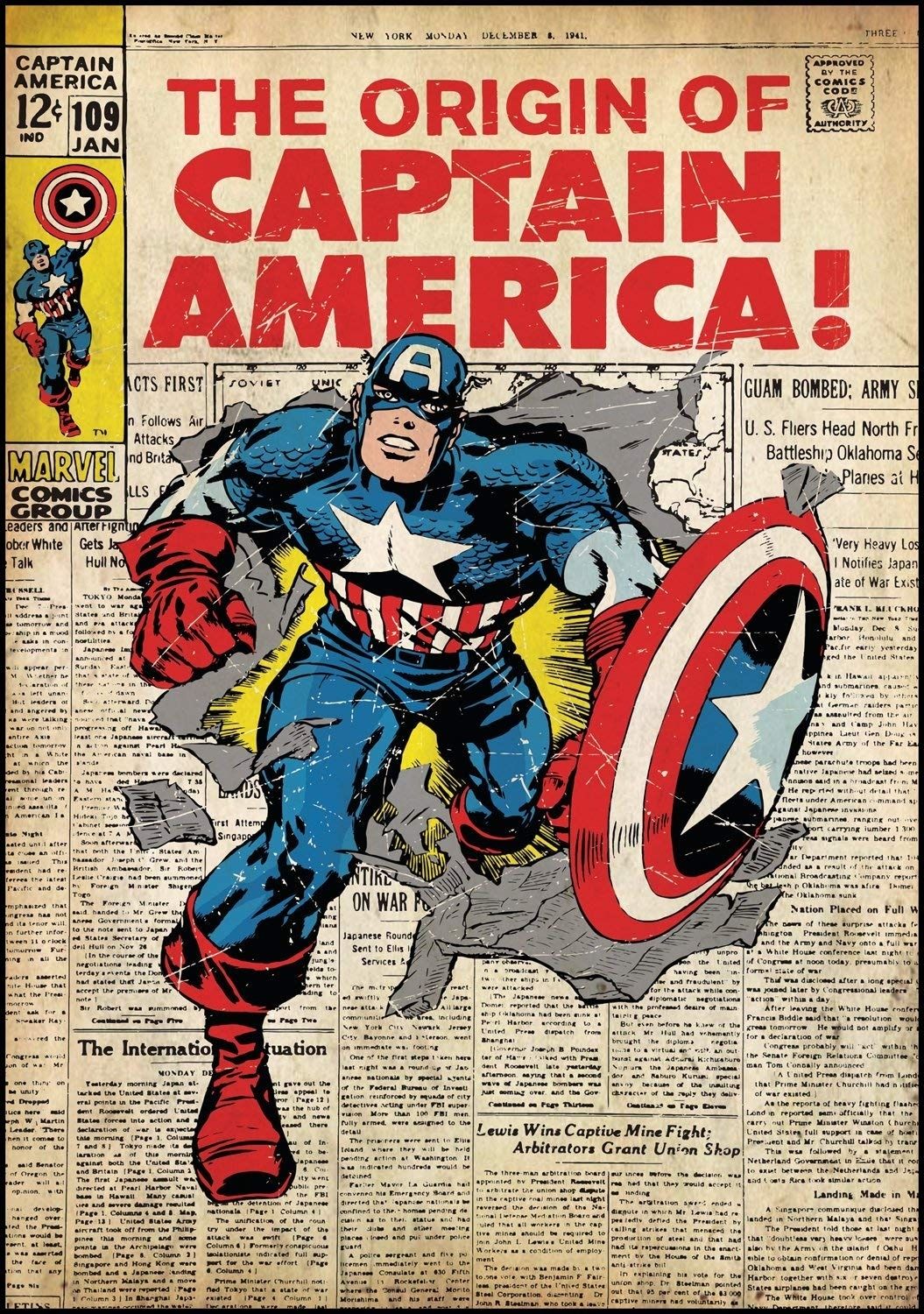 Roommates Rmk1646slg Captain America Peel And Stick Comic Book Cover Regarding Captain America Wall Art (View 18 of 20)