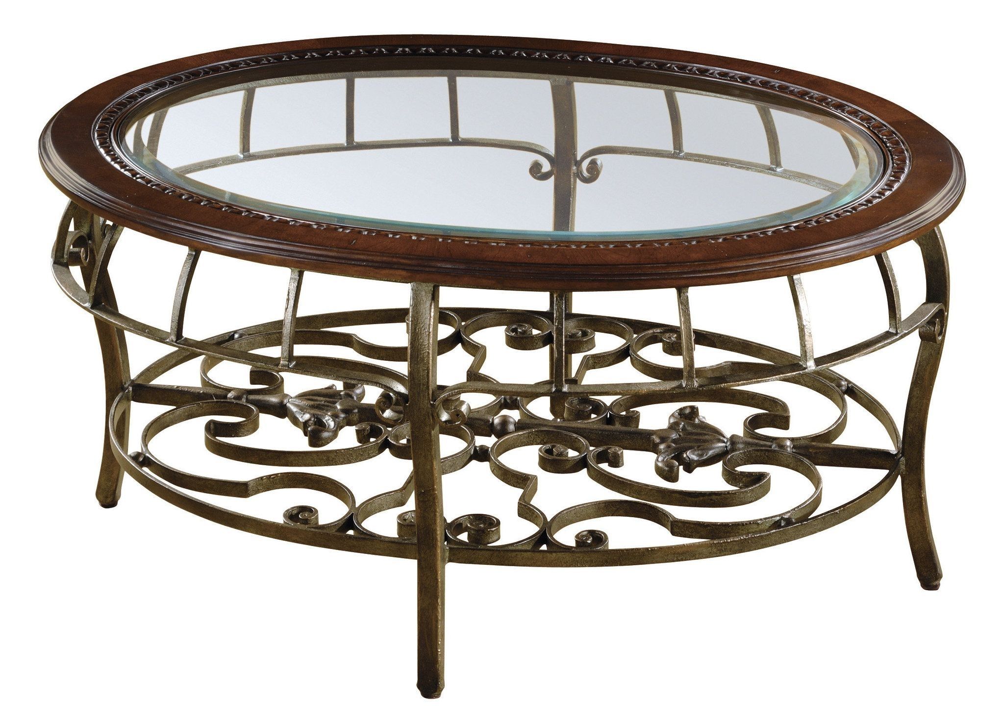 Round Beveled Glass Table – Traditional Coffee Table With Metal Base Within Traditional Coffee Tables (View 21 of 30)