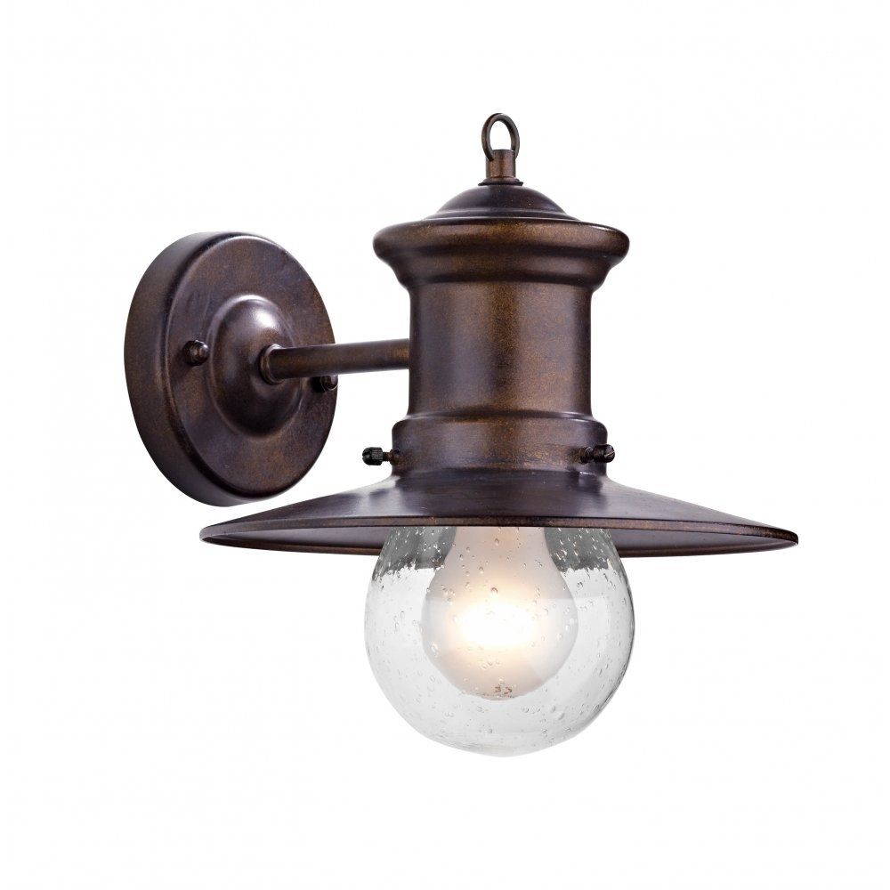 Rustic Outdoor Wall Light In Bronze Finish With Glass Shade Inside Outdoor Bronze Lanterns (View 11 of 20)