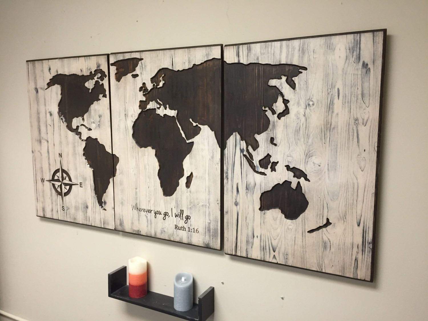 Rustic World Map Wall Art Carved Home Decor 3 Panel Map, Wooden Inside World Map Wood Wall Art (View 6 of 20)