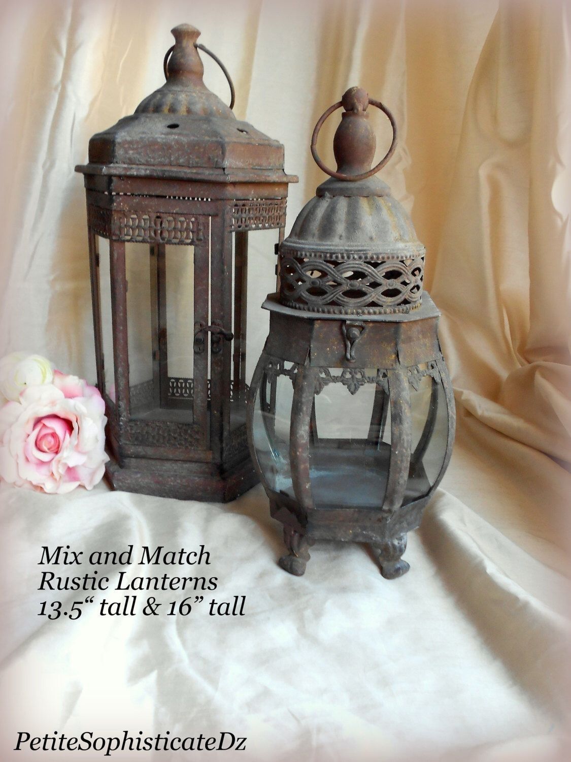 Sale Mix & Match Rustic Lanterns,indoor/outdoor Rustic Centerpiece For Etsy Outdoor Lanterns (View 15 of 20)