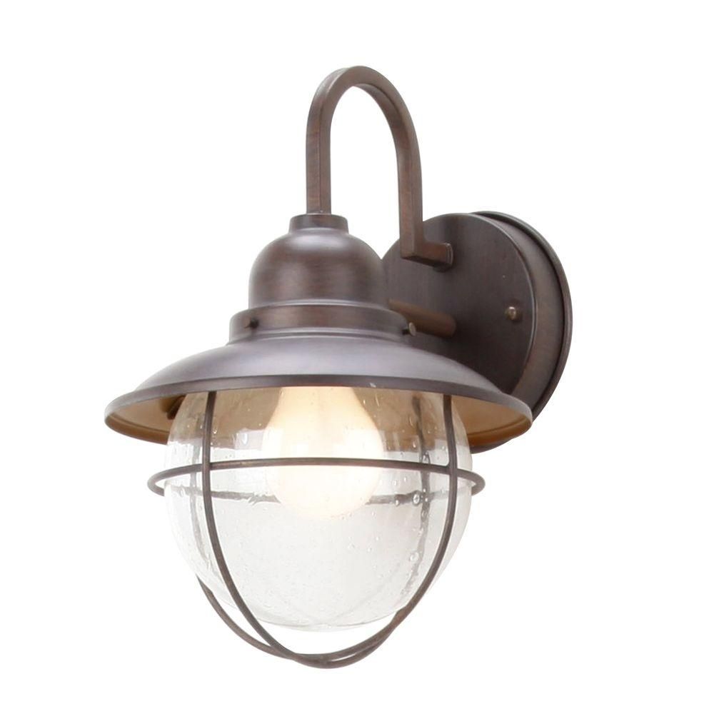 Satin Nickel Outdoor Wall Light Brushed Led Sconce Exterior 1 Throughout Nickel Outdoor Lanterns (Photo 15 of 20)