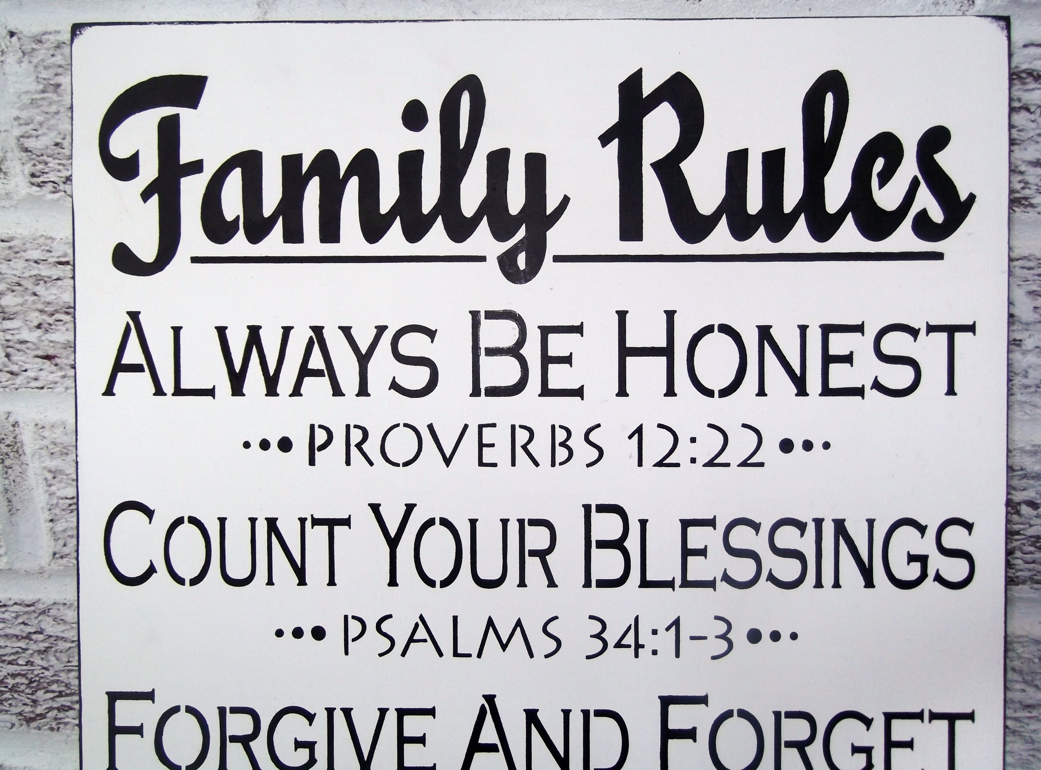 Scripture Art, Christian Art "family Rules" Sign – Large Wall Art Intended For Family Rules Wall Art (View 3 of 20)