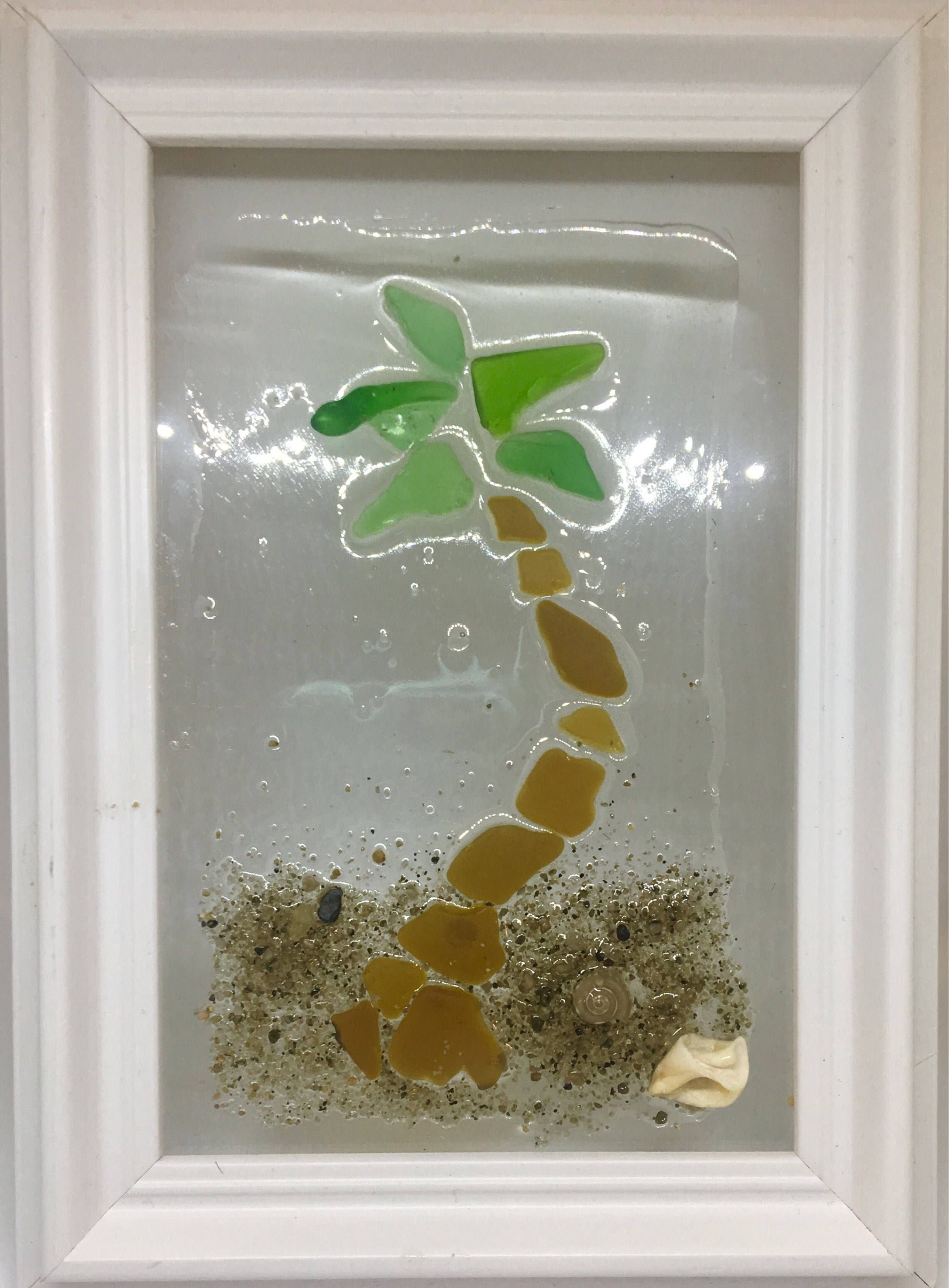 Sea Glass Wall Art: Palm Tree Design Made From Genuine Sea Glass 4x6 Intended For Sea Glass Wall Art (Photo 1 of 20)
