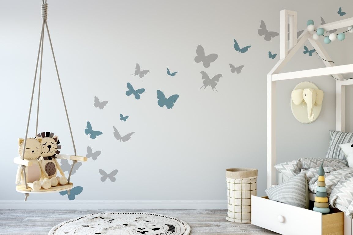 Set Of Butterfly Wall Stickers – Butterfly Decor – Butterfly Wall Pertaining To Butterfly Wall Art (Photo 9 of 20)