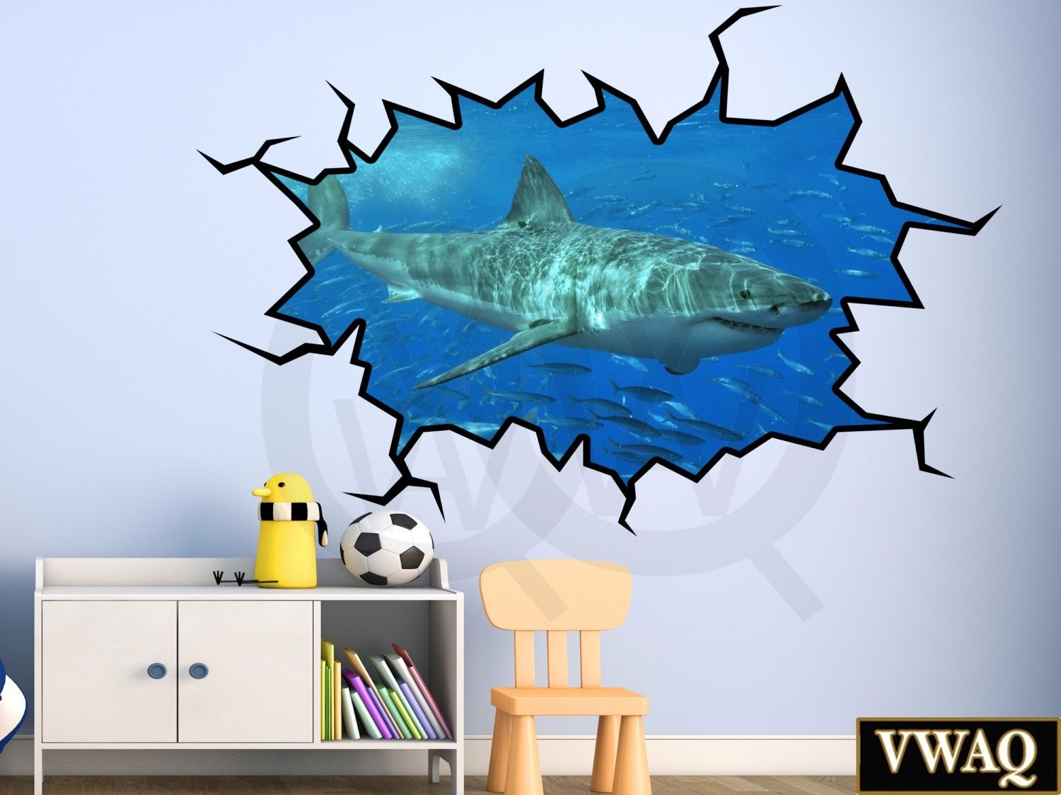 Shark Wall Decal 3d Wall Art Peel And Stick Great White Shark Within Wall Art Decals (View 4 of 20)
