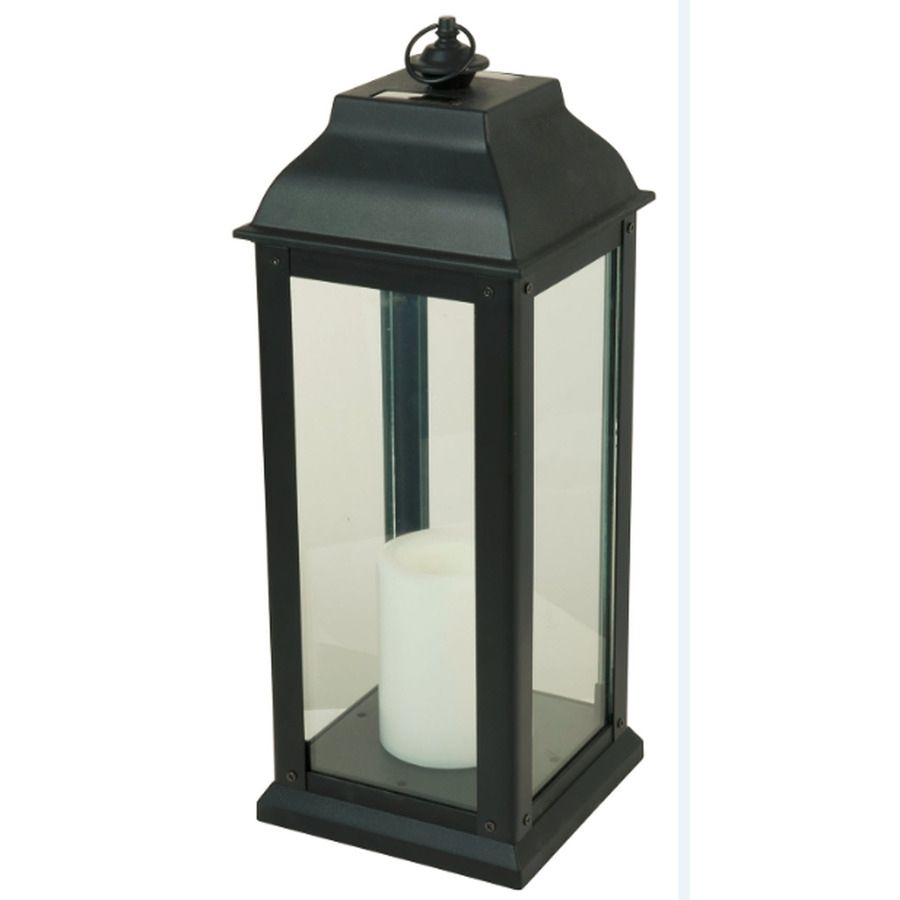 Shop 5.94 In X 16 In Black Glass Solar Outdoor Decorative Lantern At For Outdoor Decorative Lanterns (Photo 1 of 20)