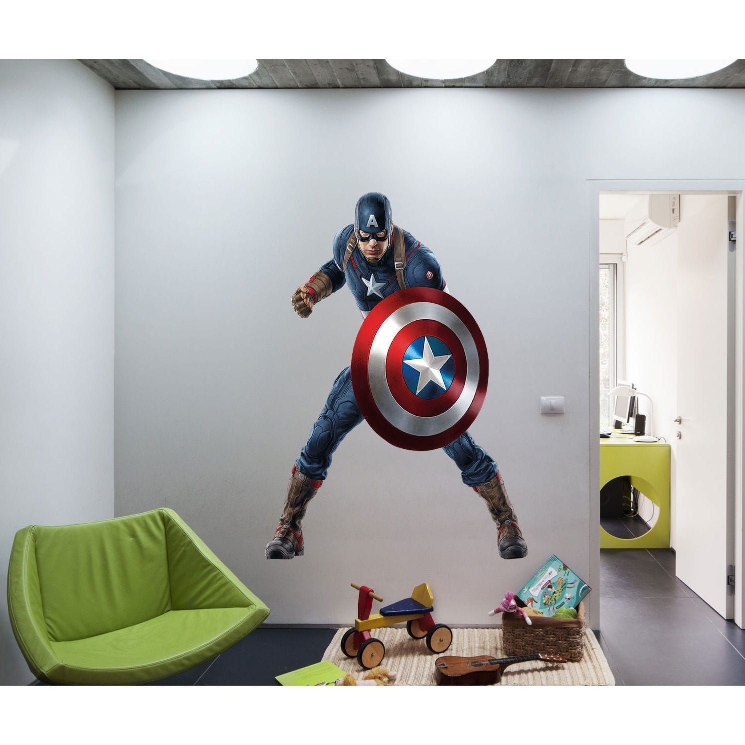 Shop Full Color Superhero Captain America Sticker, Decal, Wall Art Pertaining To Captain America Wall Art (View 5 of 20)