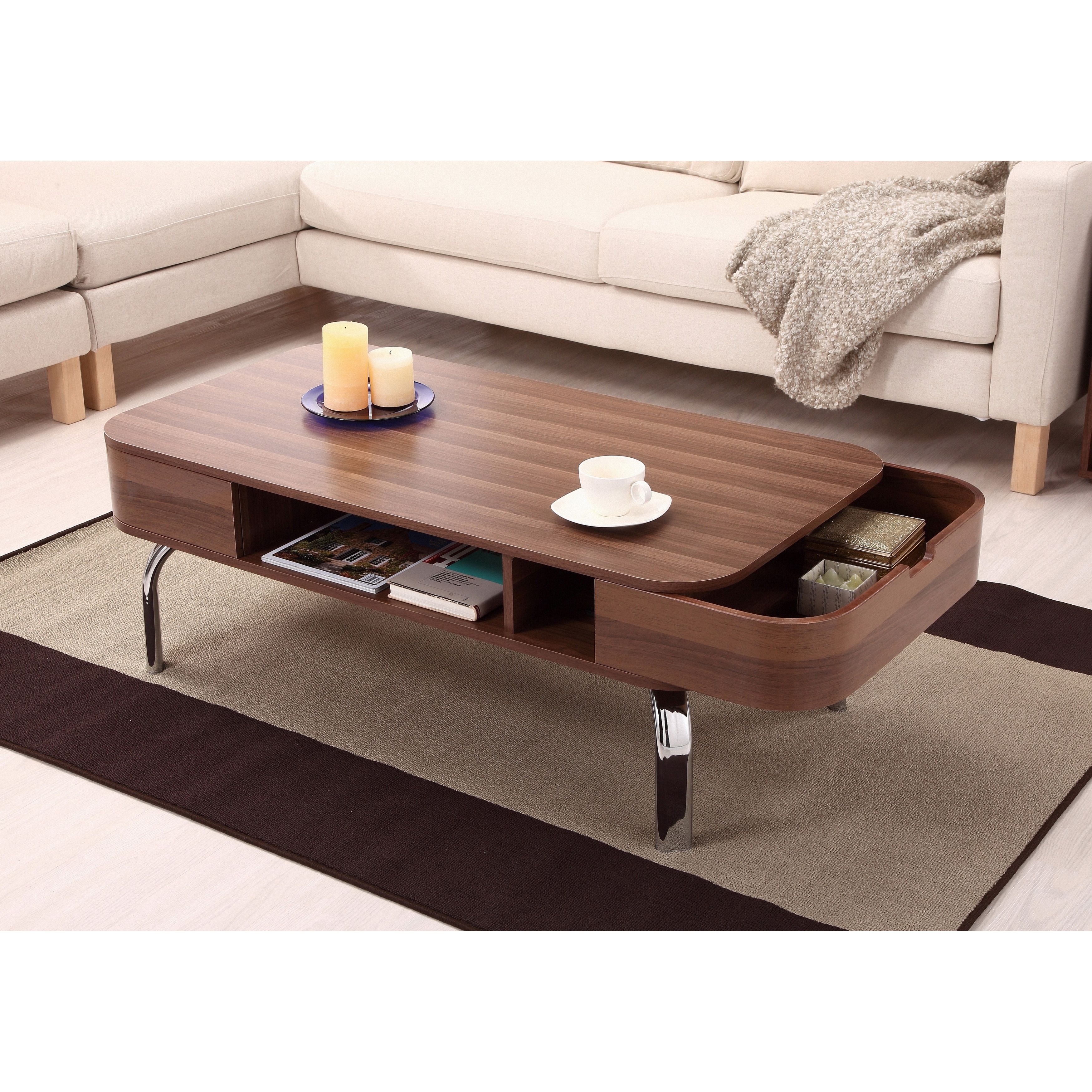 Shop Furniture Of America Berkley Mid Century Modern Walnut Coffee With Contemporary Curves Coffee Tables (Photo 28 of 30)