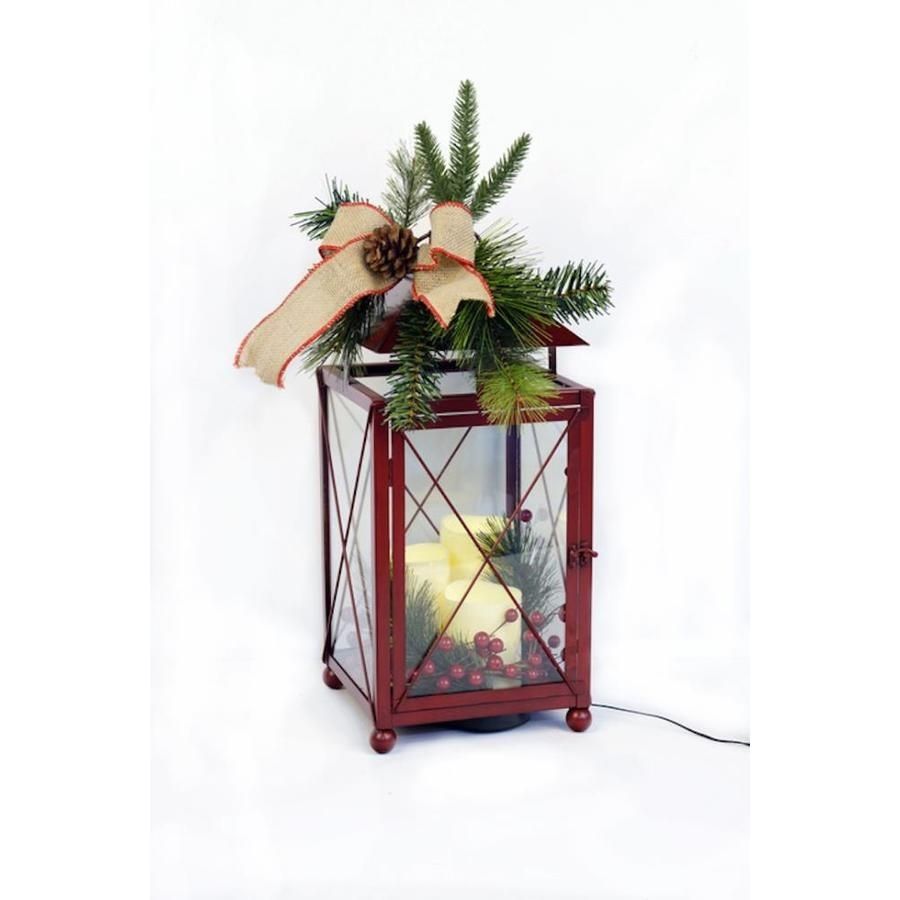 Shop Holiday 8.25 In X 20 In Red Metal Led Light Outdoor Decorative For Red Outdoor Table Lanterns (Photo 4 of 20)