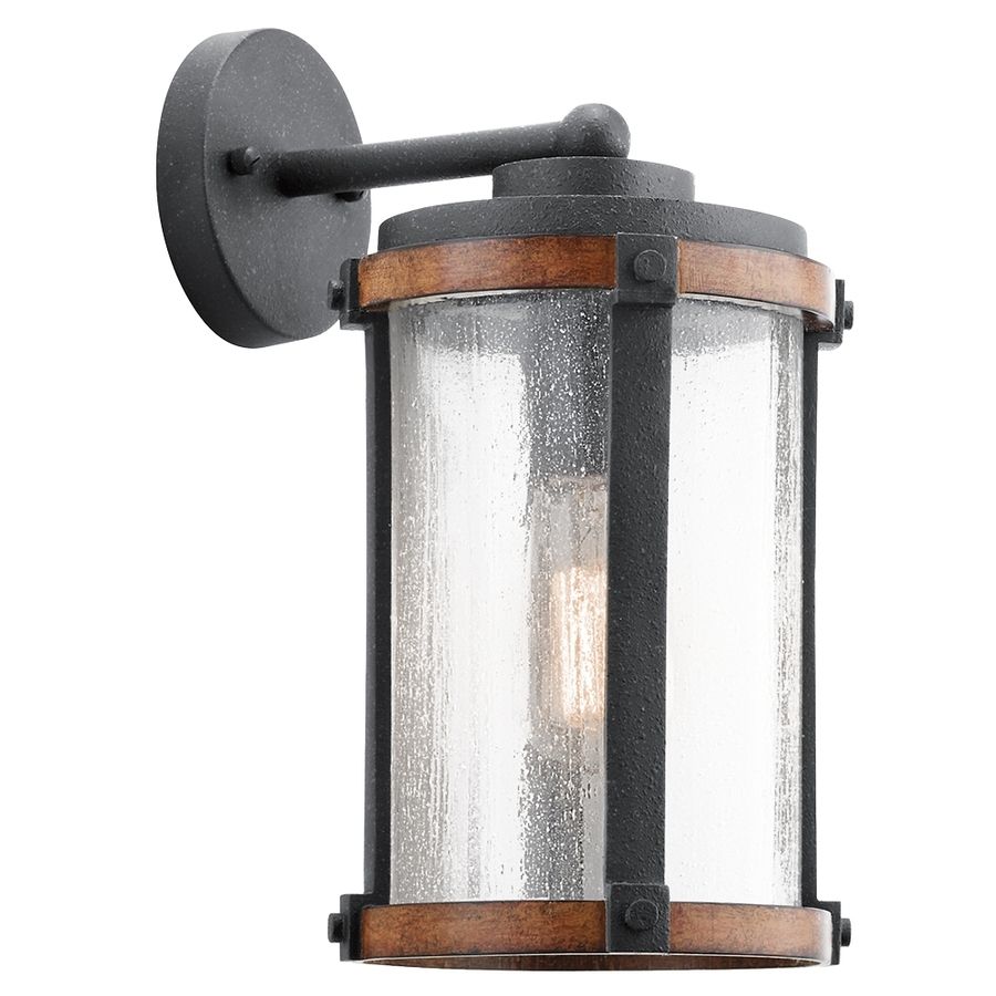 Shop Kichler Barrington 13 In H Distressed Black And Wood Medium In Black Outdoor Lanterns (View 16 of 20)