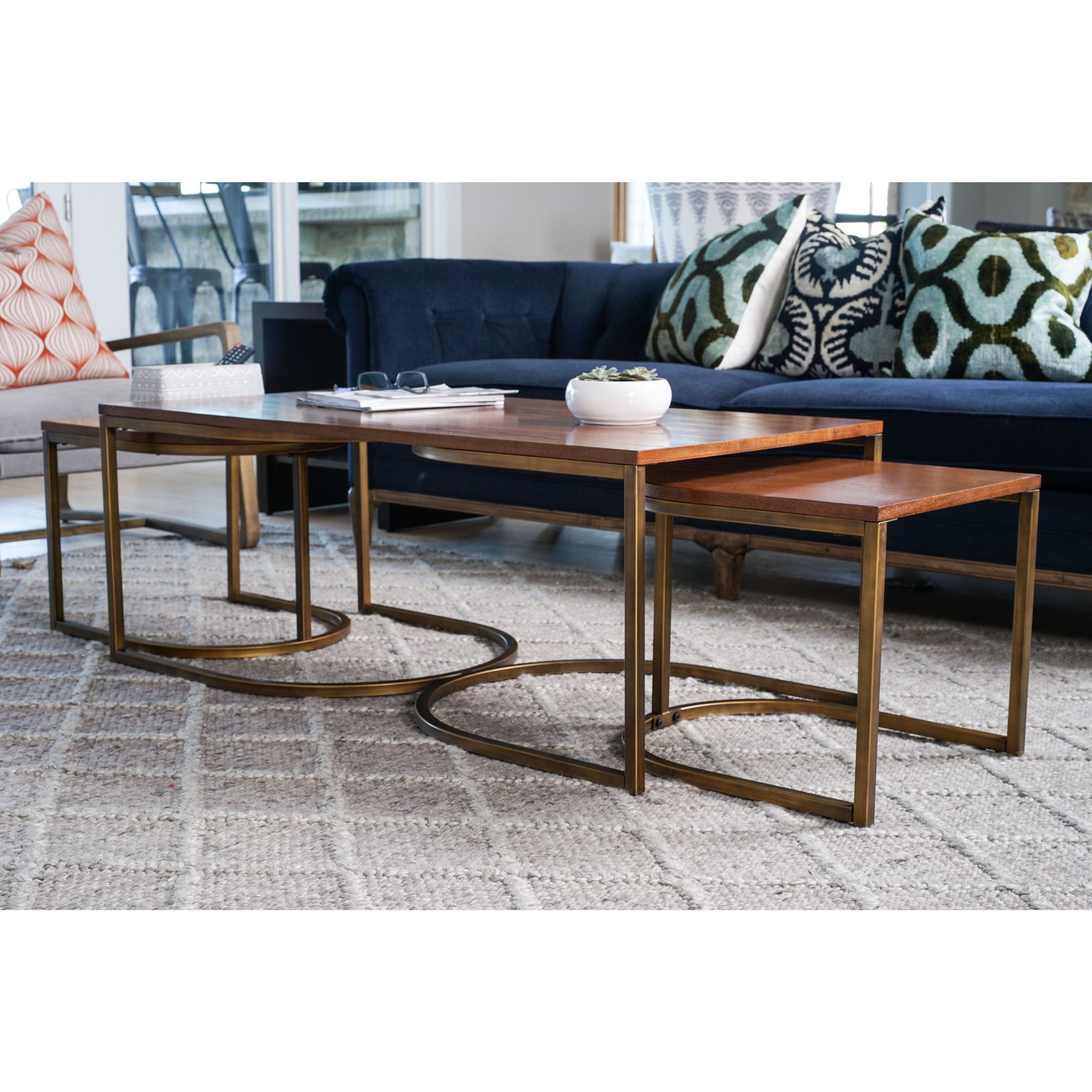 Shop Lincoln Deco Walnut Nesting Coffee Tables, Haven Homehives In Haven Coffee Tables (View 11 of 30)