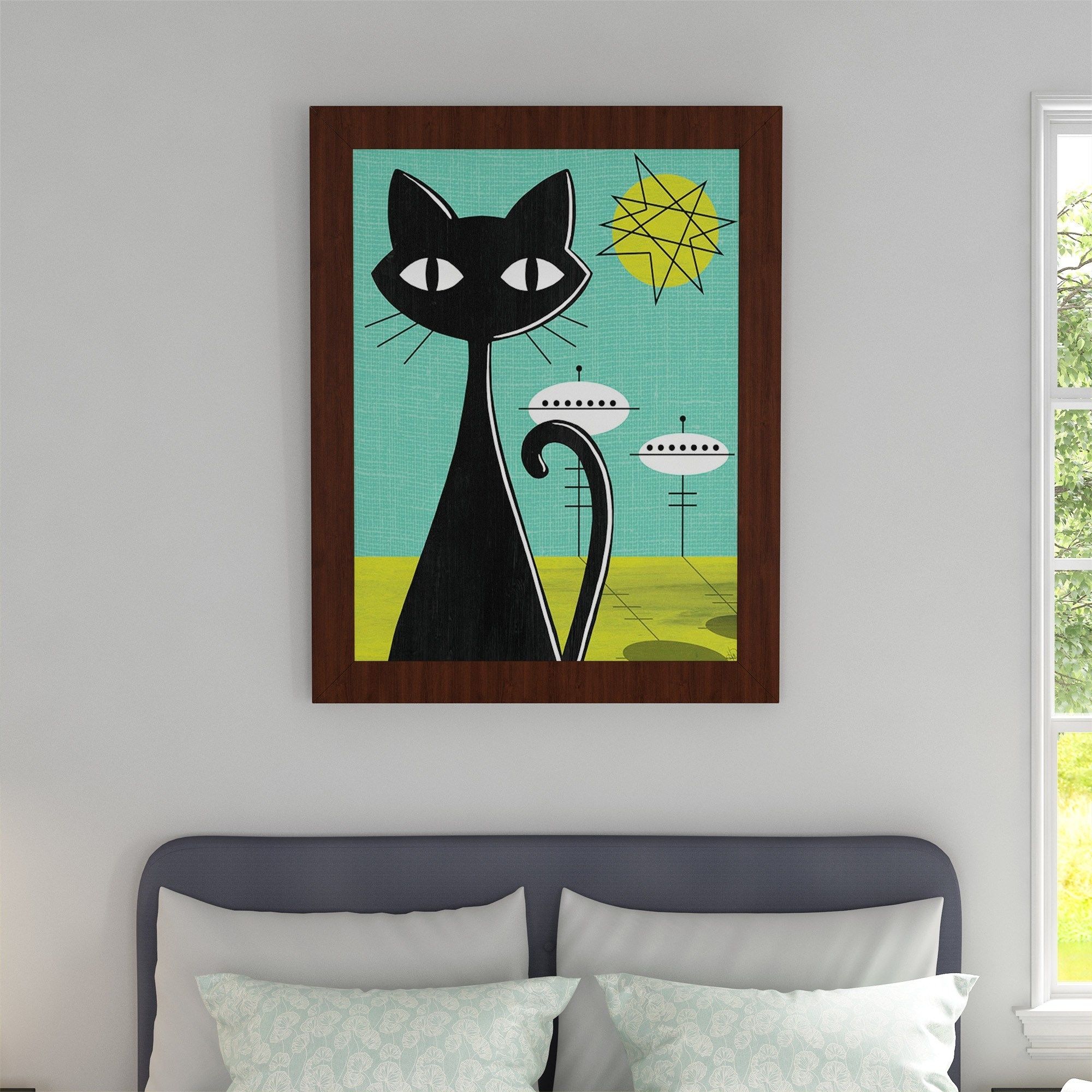 Shop 'retro Space Colony Cat' Framed Canvas Wall Art – On Sale Inside Cat Canvas Wall Art (Photo 20 of 20)