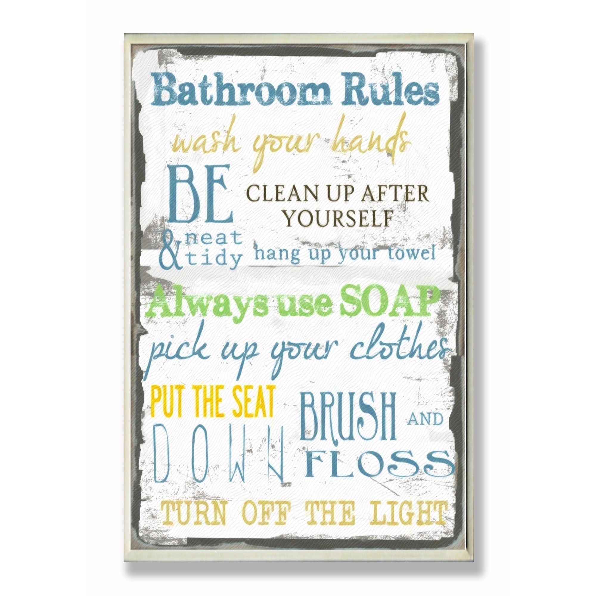 Shop Stupell Industries Bathroom Rules ' Bathroom Wall Art – On Sale For Bathroom Rules Wall Art (View 5 of 20)