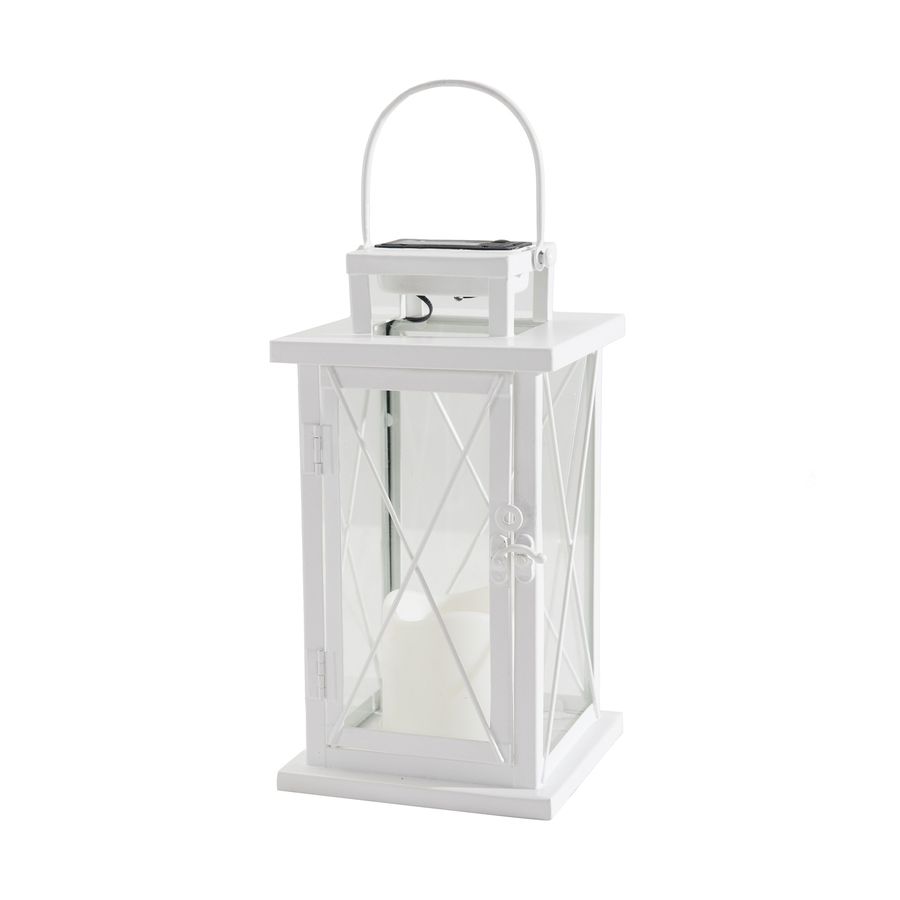 Shop Sunjoy 7 In X 17.5 In White Metal Solar Outdoor Decorative Within White Outdoor Lanterns (Photo 6 of 20)