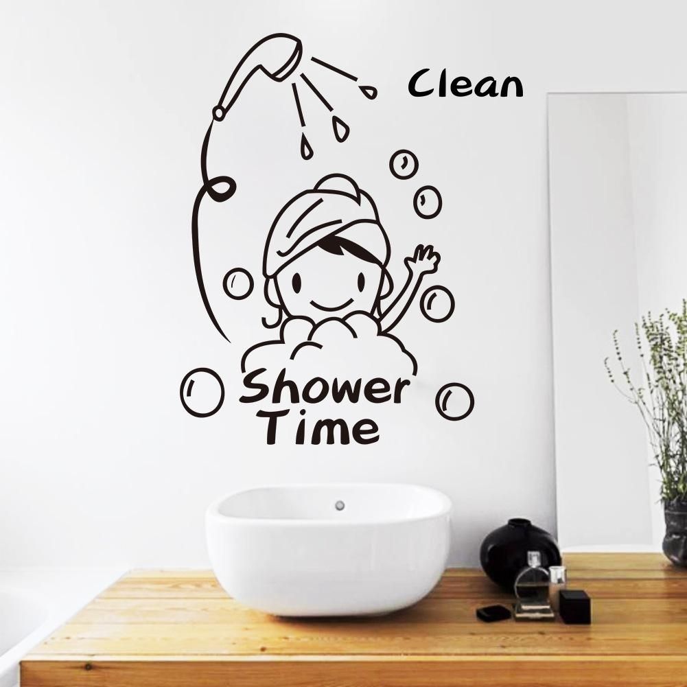 Shower Time Bathroom Wall Decor Stickers Lovely Child Removable Intended For Bathroom Wall Art Decors (View 19 of 20)