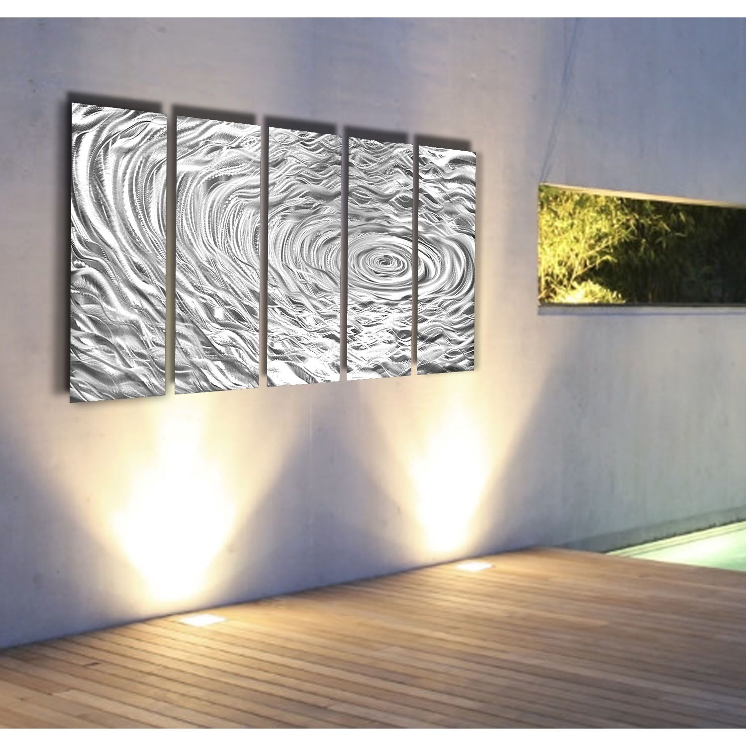 Silver Swell – Silver Metal Wall Art – 5 Panel Wall Décorjon Regarding Panel Wall Art (Photo 15 of 20)