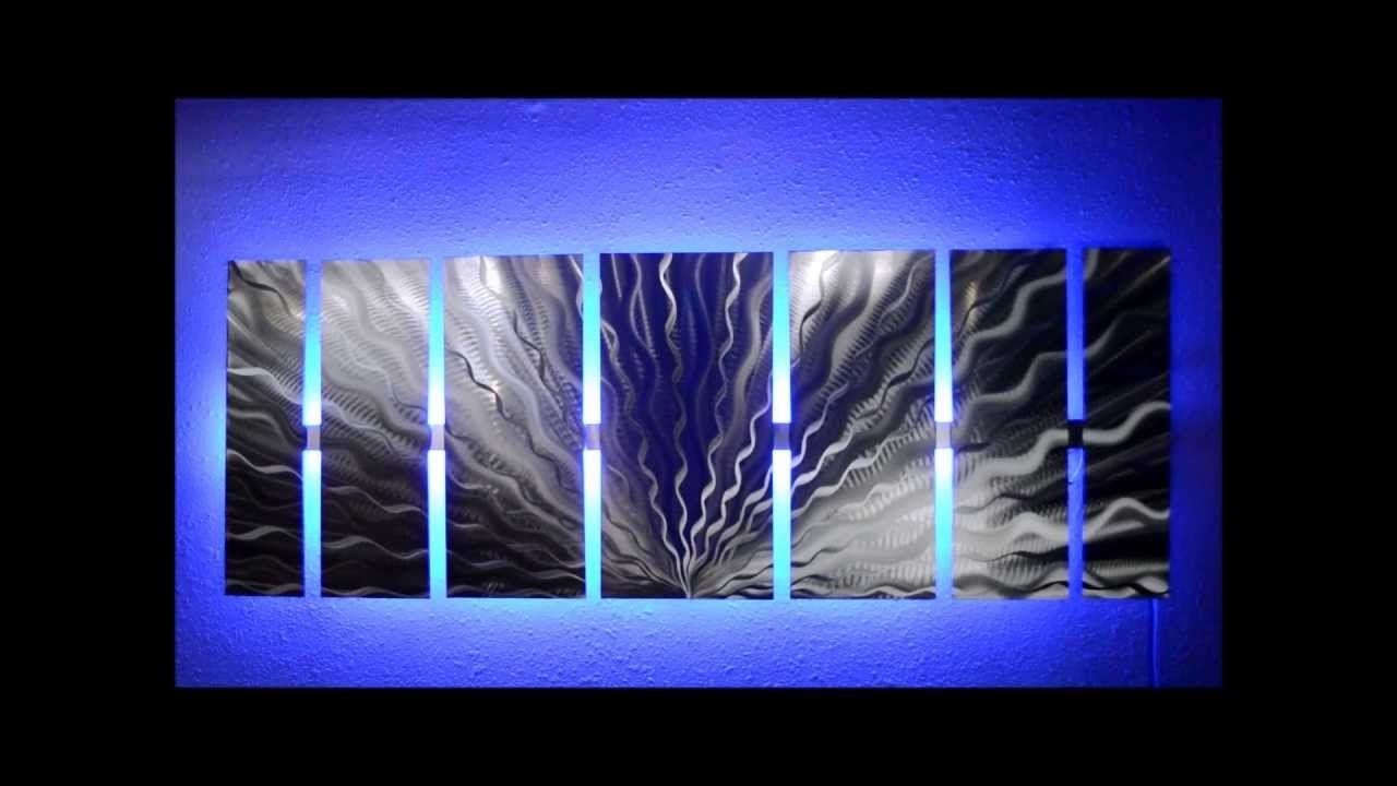 Silver Vibration Led Lighted Metal Wall Artbrian M Jones – Youtube Throughout Led Wall Art (Photo 4 of 20)