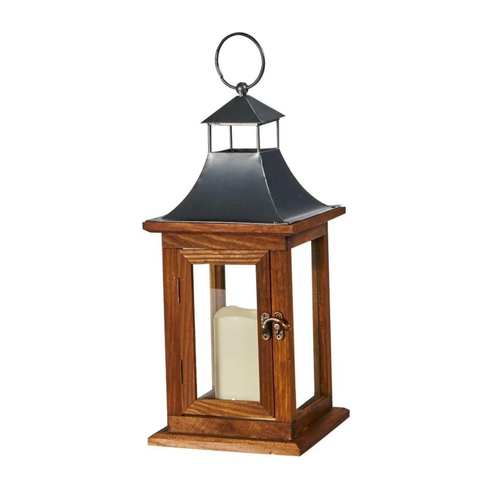 Smart Solar Portland 14 In. Led Candle Wooden Lantern 84086 Lc – The In Outdoor Lanterns With Led Candles (Photo 3 of 20)
