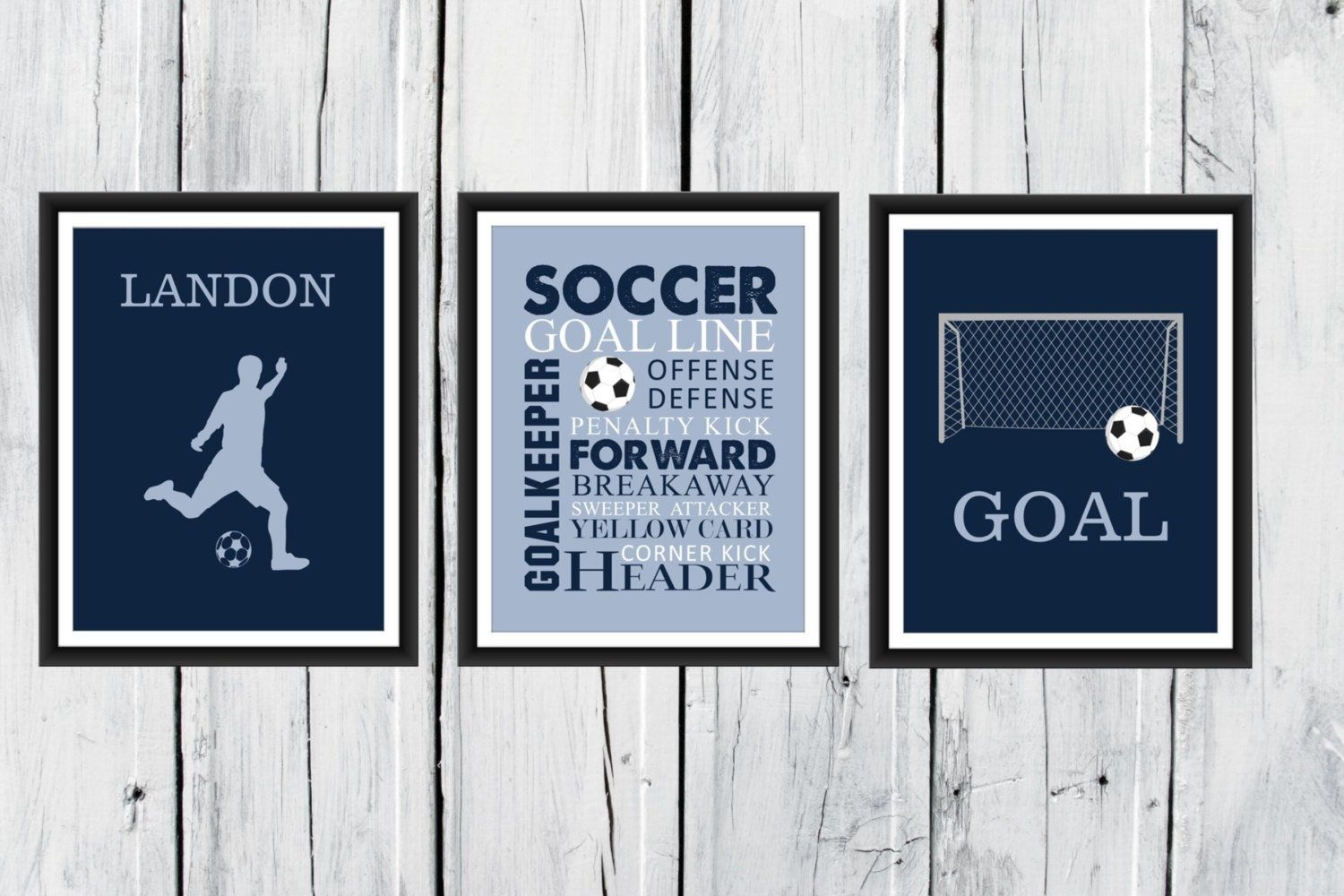 Soccer Wall Art – 3 Piece Set – Goal – Soccer Player Silhouette Intended For Soccer Wall Art (Photo 13 of 20)