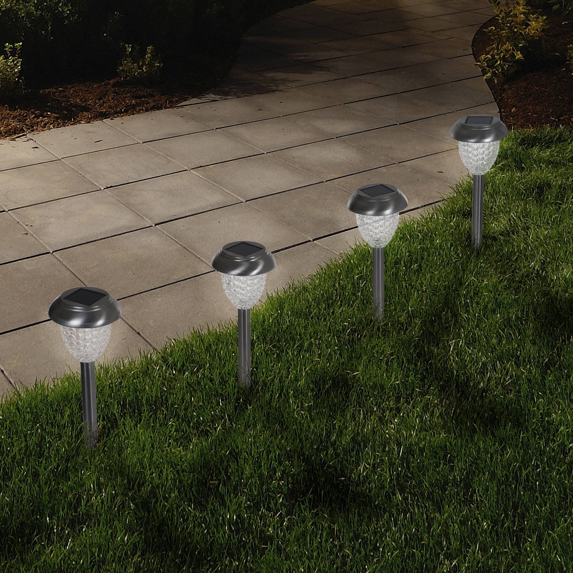 Solar Powered Glass Lights (set Of 6)  Led Outdoor Stake Spotlight Throughout Walmart Outdoor Lanterns (View 16 of 20)