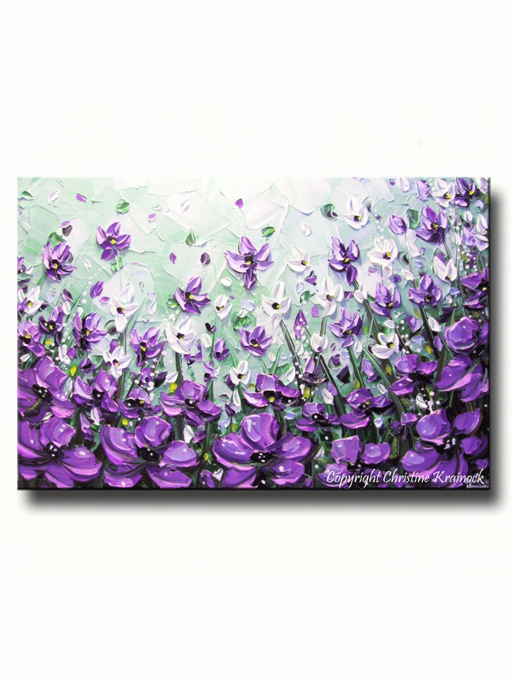 Sold Original Art Abstract Painting Lavender Flowers Mint Green Throughout Purple And Grey Wall Art (Photo 16 of 20)
