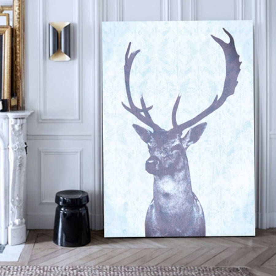 Stag Blue, Canvas Artpalm Valley | Notonthehighstreet Throughout Deer Canvas Wall Art (View 15 of 20)