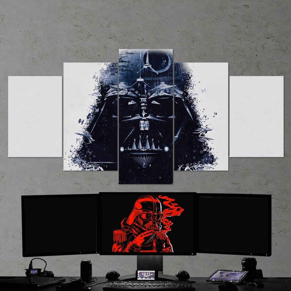 Star Wars 07 Darth Vader Abstract Illustration 5 Piece Canvas Wall Throughout Darth Vader Wall Art (Photo 6 of 20)