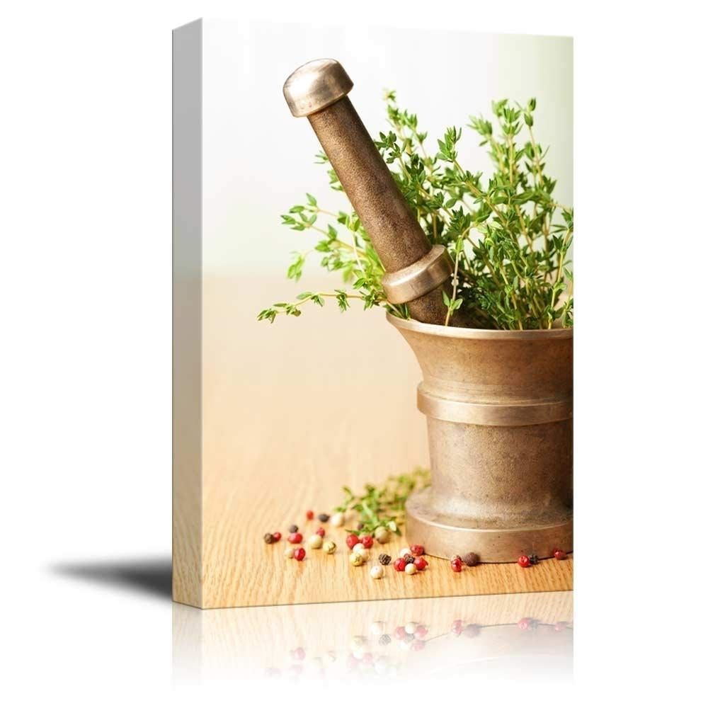 Still Life Mortar With Herbs Wall Decor Ation – Canvas Art | Wall26 Throughout Herb Wall Art (View 15 of 20)