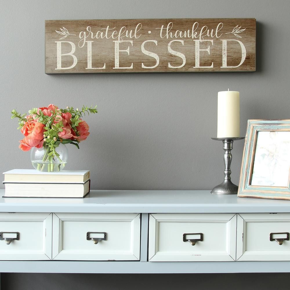 Stratton Home Decor "grateful, Thankful, Blessed" Decorative Sign Within Decorative Wall Art (Photo 9 of 20)